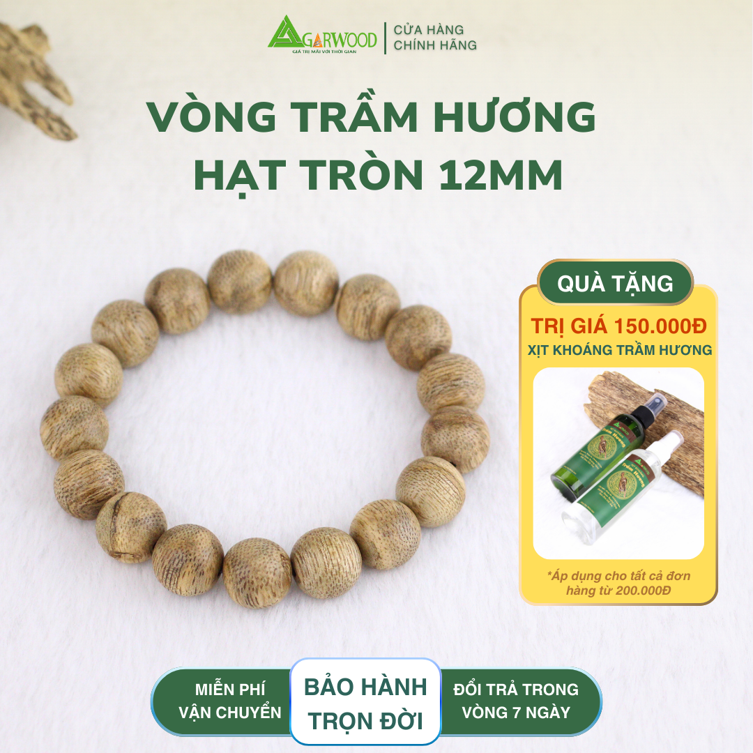 17 vòng trầm hạt tròn 12li trầm hương sinh học TTT