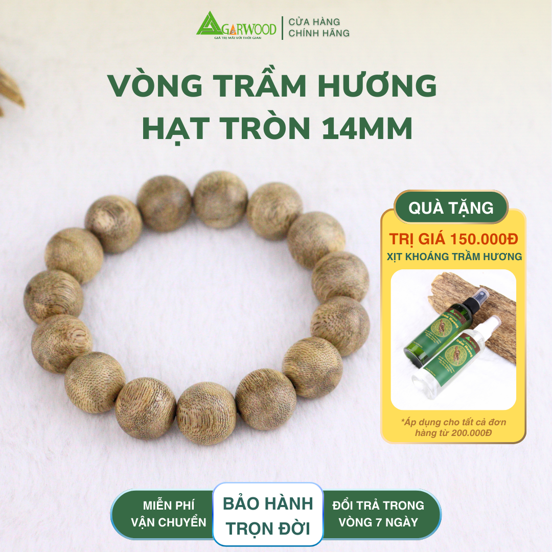 21 Vòng trầm hạt tròn 14i trầm hương sinh học TTT
